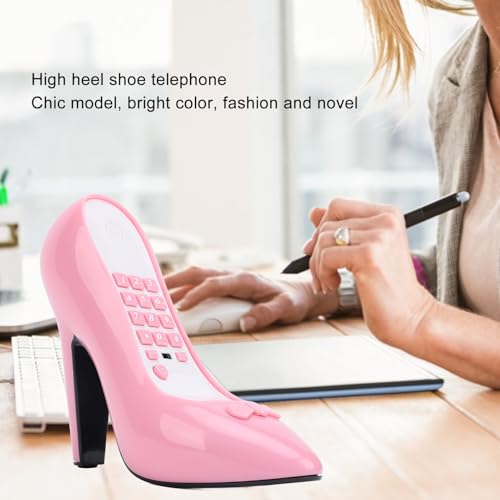 Teléfono de línea con cable Pomya modelo zapato tacón alto rosa miniatura 3