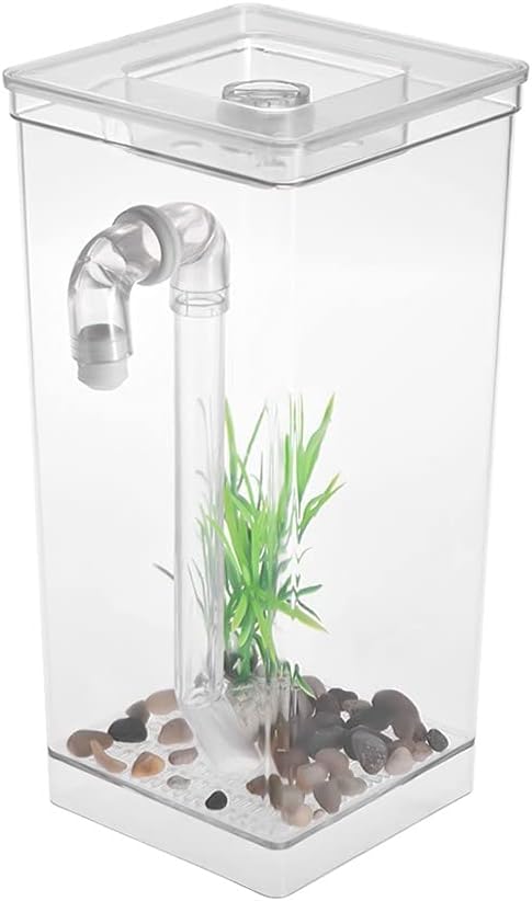 魚タブ 水槽 魚タンク 鉛パイプ付き 魚シリンダー 小型魚タンクテーブル 水槽植物花瓶 水槽用水生産 クール魚タンク (A)