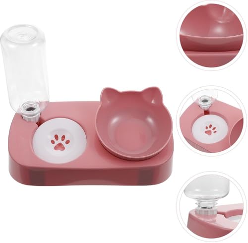 Fuente para agua y comedero dual para gatos rosa miniatura 3