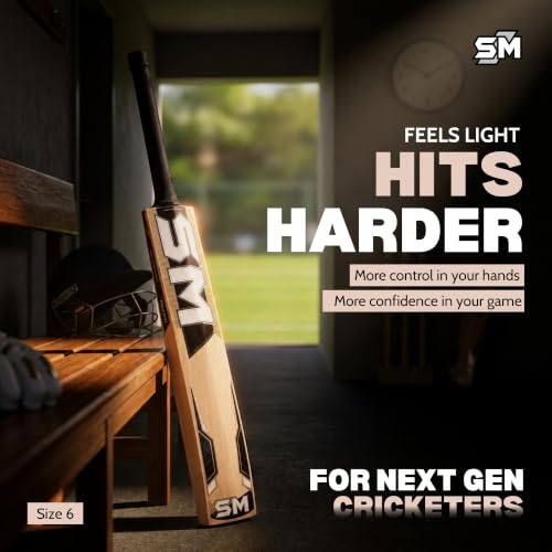 Image of SM Edge Kashmir Willow Cricket Bat | Huge Flowing Edges | Wooden Cricket Bat | Superior Craftsmanship | Rebound Technology | Superlight Bat | Cricket Bat for Boys Age 12-14 Years | Size 6