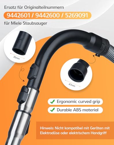 Teleskoprohr mit Einrastfunktion & Handgriff für Miele S8340 Ersatzteile kompatibel mit Miele Staubsauger S8, S6, S5, S4, S2, C1, C2, C3, Complete, Compact, Classic, S8000 Series, 62–104 cm