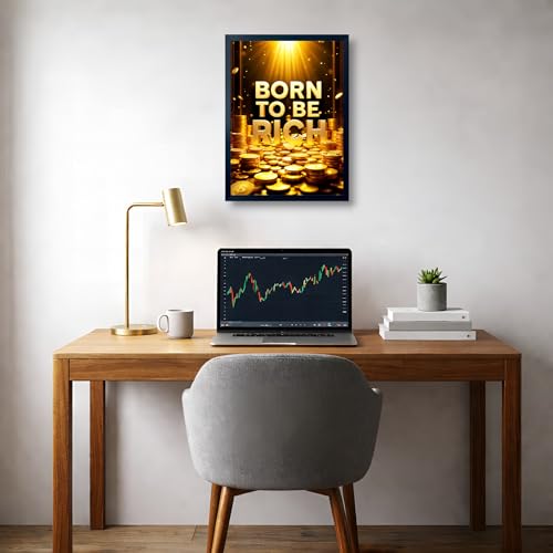 Image of ARTFUL TOY BOX - Born To Be Rich Motivational Quote Photo Frame Wall Art for Home & Office Decor | Wealth Mindset, Success & Growth Wall Decor | HD Glossy Print | Premium Fiber Black Frame - 12x18 Inch (30x45 cm) (Design 13)