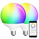 ILC G120 LED Large Globe Light Bulbs 15W, Compatible with Alexa Hub Required, Φ4.72 inch, Color Changing, CCT Color Temprature Turnable 2700K-6000K, CRI>95+, 150W Equivatlent, E26 Base (2 Pack)