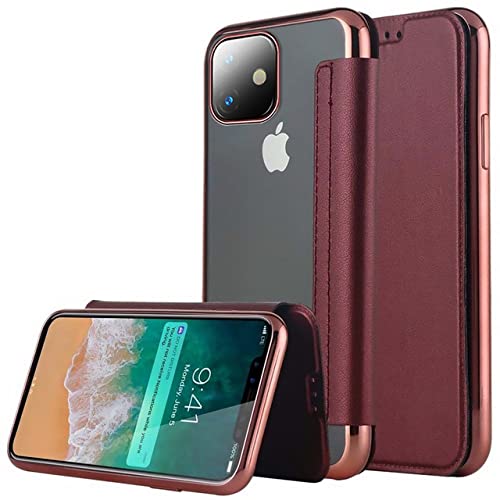 Étui portefeuille à rabat en cuir de luxe rouge pour iPhone X avec coque arrière souple