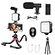 Smartphone Vlogging-Kit für Apple & Android, inklusive USB-C & iPhone Lightning-Kabel, YouTube-Starterset, Podcast-Ausrüstung, Stativ, Shotgun-Mikrofon, LED-Licht, Handyhalter