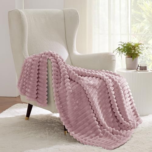 Bedsure Pink Fleece Blanket for Couch - Super Soft Cozy Blankets for Women, Cute Small Blanket for Girls, 50x60 Inches - 2