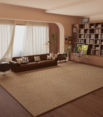 Brown Faux Sisal Rug 6x8 Modern Natural Non Slip Washable