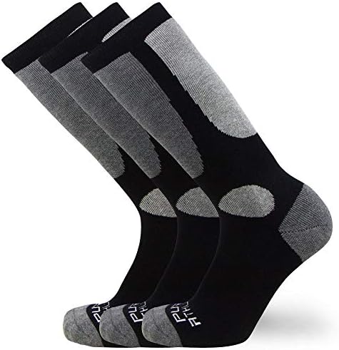 Pure Athlete Kids Value Ski Socks for Boys, Girls – Snowboarding, Winter, Cold Weather (3 Pairs - Black, S/M)