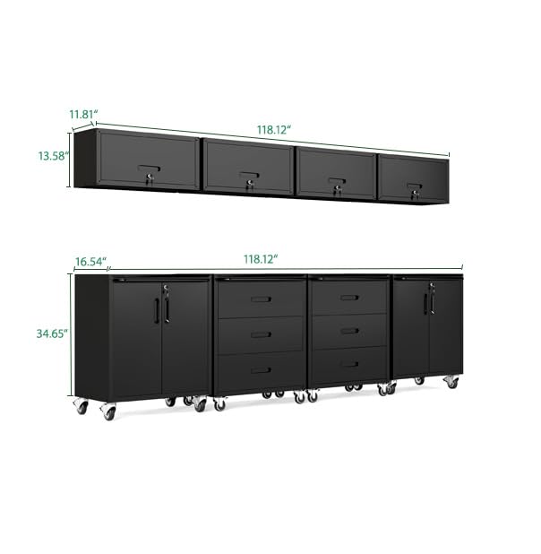 Image of Garage Cabinet System | Heavy Duty Steel All-in-One Modular Garage Cabinet Set for Ultimate Workshop Organization | Easy Assembly Garage Storage Cabinets & Tool Bench
