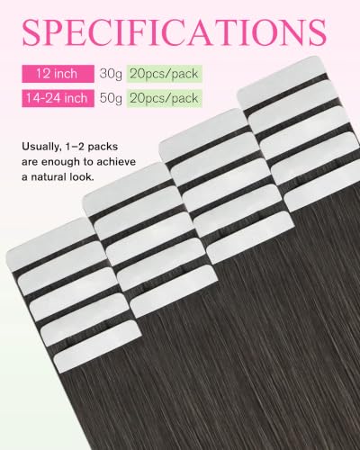 Image of YoungSee Tape in Extensions Ash Brown Invisible Tape in Hair Extensions Human Hair Mocha Brown Can be Heat-Styled Tape ins Human Hair Extension for First-time Users 50g 16 Inch 20pcs
