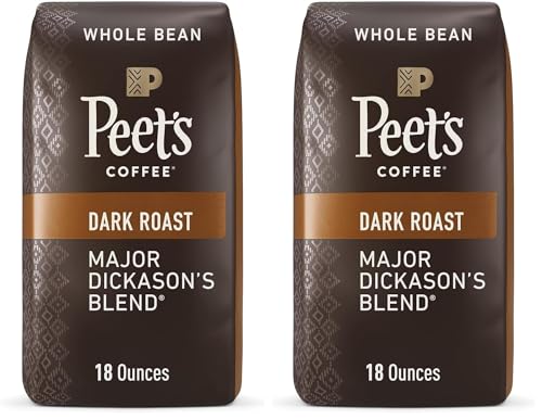 Peet's Coffee, Dark Roast Whole Bean Coffee - Major Dickason's Blend 36 Ounces (2 Bags of 18 Ounces)