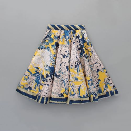 Image of Helene Girl's Cotton Asymmetric Top With Printed Readymade Lehenga Choli Set 3-8 years girls | Ethnic Wear