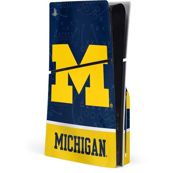 Skinit Decal Gaming Skin Compatible with PS5 Slim Disk Console - Officially Licensed University of Michigan Jersey Split Design