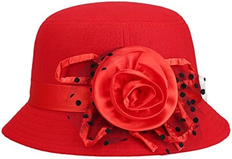 IL Caldo Women's Fur Retro Winter hat Fascinators,Red