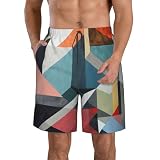 Pantalones cortos ligeros con estampado geométrico abstracto para salir a la playa, de secado rápido, para vacaciones de verano, blanco, XL