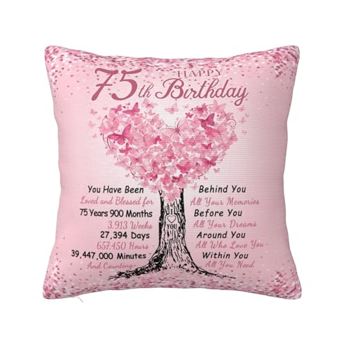 AmazonBasics 75th Birthday Pillow Cover - Grandma, Mom, Wife & More - 18x18