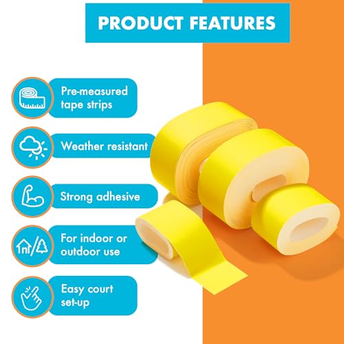 Pickleball Court Marking Kit | Pre-Measured Court Lines for Outdoor/Indoor Portable Pickleball Court | Tape Court Flooring | One Time Use - Image 3