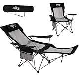 #WEJOY 2-in-1 Campingstuhl Faltbar, Strandstuhl mit Verstellbarer Rückenlehne & Fußstütze, Relaxsessel Liege mit Getränkehalter, Liegestuhl Angelstuhl für Outdoor Camping