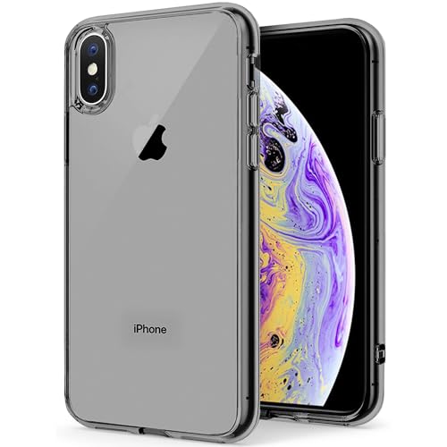 Image of TENOC Phone Case Compatible with iPhone Xs Max, Gray Case Clear Shockproof Protective Bumper Slim Cover for 6.5 Inch
