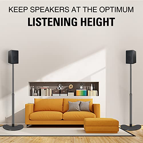 Image of Mounting Dream Speaker Stands Pair, Max 39 inch Height Adjustable Speaker Stands Mounts,Heavy Duty Base Extendable Tube,11 lbs Capacity Per Stand,Set of 2 Universal Floor Stands (Speakers Not Included)