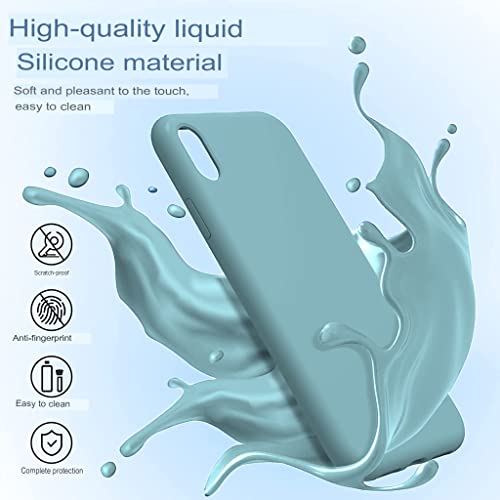 LOXXO Microfiber Candy Case Compatible For Iphone X/Xs Liquid Silicone Gel Rubber Phone Cases Non-Slip Full Body Protective Shockproof Back Cover (Cactus), Blue 5 41LI27ePatL