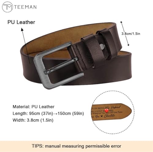 Congrats on Being My Husband Belt, Personalized 2-Sided Engraved Leather Belt, Custom Name Leather Belt for Men, Wide Black/Brown Leather Belts, Personalized Belt for Husband, Fathers Day3