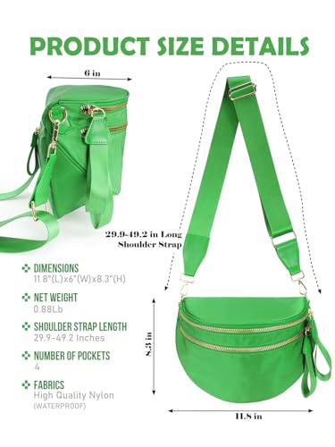Image of Pure Colour Crossbody Bag Bum Bag for Women,Spacious Purse Fanny Packs Belt Bag,Oversized Bum Bag (Colour Bum Bag-Kelly Green)