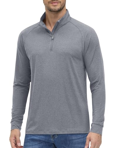 Image of MAGCOMSEN Men's Quarter Zip Pullover Long Sleeve Sweatshirts Fleece Lined Golf Pullover Thermal Gym Workout Tops