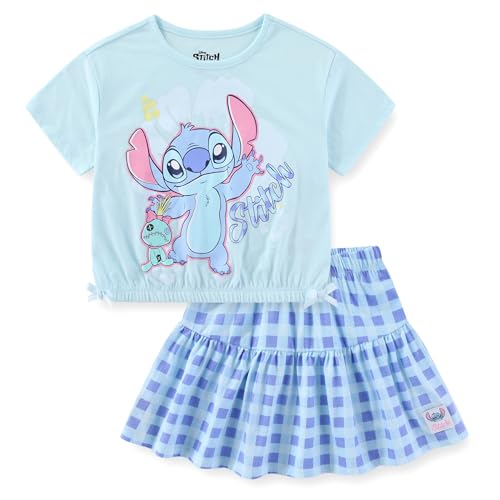 Disney Lilo & Stitch Girls Short Sleeve T-Shirt and Skirt Set for Big Kids