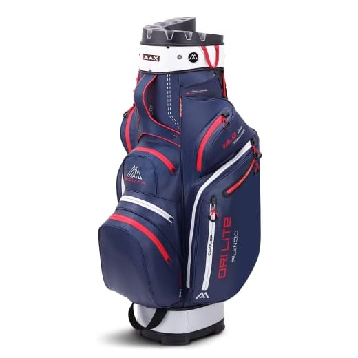 BIG MAX 2024 DRILITE SILENCIO 2 GOLF CART TROLLEY BAG - NAVY / SILVER / RED