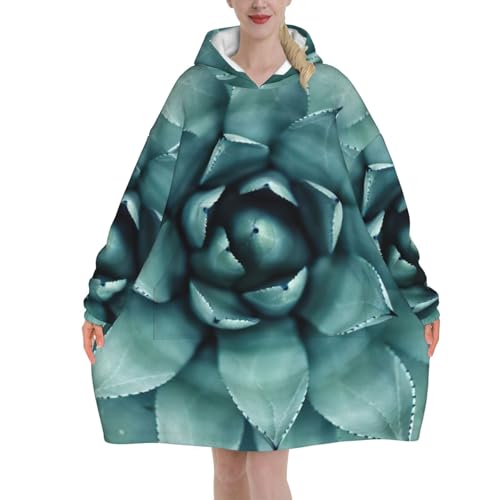 Couverture à capuche chaude EdWal contre le froid avec motif succulentes