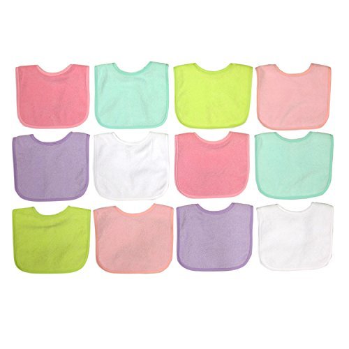 Neat Solutions Girl 12 Pack Water Resistant Bib Set - Colors May Vary