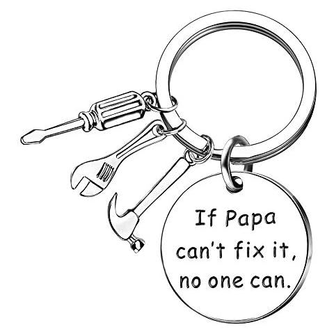 AMOR SPES Key Chain Men Tools Pendant Christmas Father's Day Gifts From Daughter Son If Dad Can't Fix It No One Can Cover