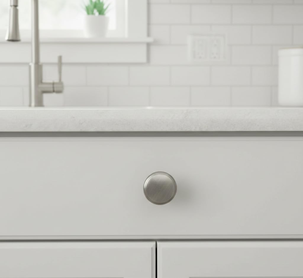 Cosmas 25 Pack 9985AS Antique Silver Round Cabinet Hardware Knob - 1-1/8" Diameter