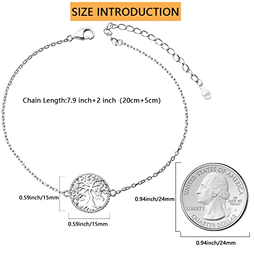 Orange Forest Tree Of Life Anklet For Women 925 Sterling Silver Adjustable Foot Ankle Bracelet Beach Jewelry Gifts For Women #TOP2