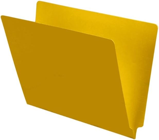 11 pt Color Folders, Full Cut End Tab, Letter Size, Yellow (Box of 100)