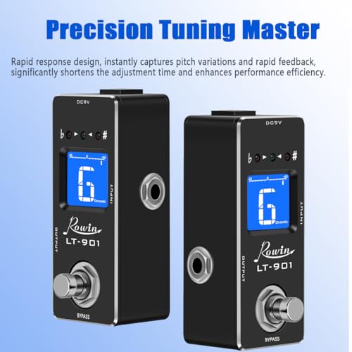 Rowin Guitar Tuner Pedal High Precision Chromatic Tuner with LCD Display for Guitar Bass Voline True Bypass LT-901