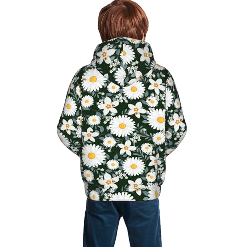 White Daisies and Bee Kid Hoodies Boys Sweatshirts Girls Pullover with Pocket4