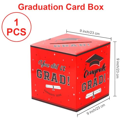 Image of Graduation Card Box 2026 Graduation Party Decorations Graduation Card Box Holder Foldable Congrat Grad Card Gift Box 2026 Graduation Decoration for Class of 2026 Graduations Party Supplies Favor Red