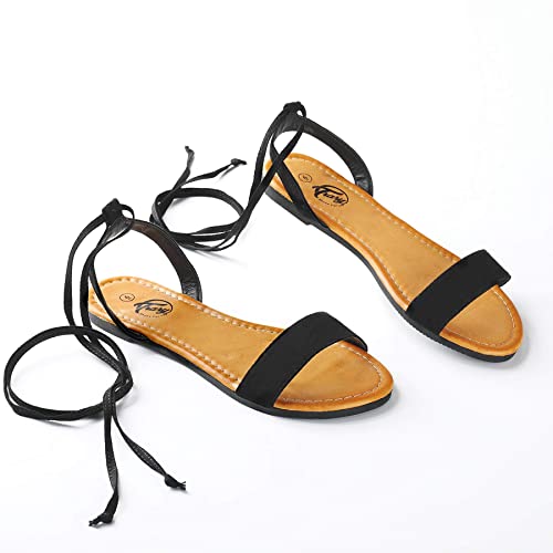 Trary Black Sandals Women, Black Strappy Sandals For Women, Lace Up Sandals For Women, Open Toe Tie Up Sandals For Women, Cute Sandals For Women Dressy Summer, Summer Sandals For Women 2023 #TOP2