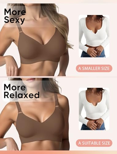 Image of Wireless Bras for Women No Underwire Seamless Buttery Bralettes Smoothing Women's Bras Full Coverage Shapedly Bra
