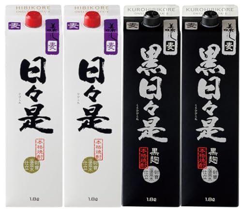 [財宝] 麦焼酎 紙パック 4本『日々是(麦)』『黒日々是(麦)』温泉水仕立ての 焼酎 酒 アルコール