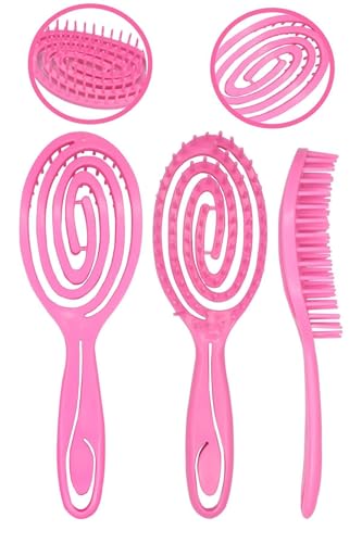 Vegan üç boyutlu saç açma fırçası, pembe renk