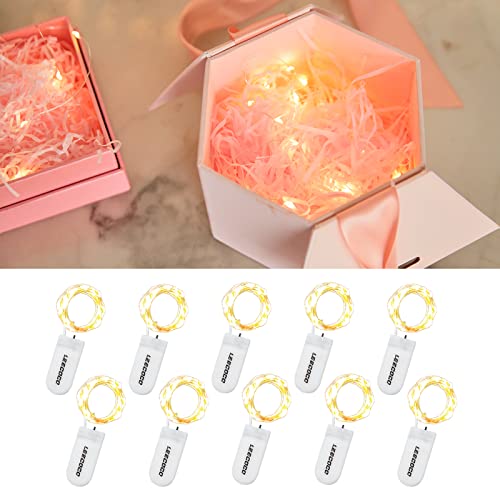 LEECOCO 10 Stück 2m Led lichterkette mit batterie?(zusätzlich 20 Batterien) Doppelte Akkulaufzeit,fur Weihnachten, Hochzeitsdekoration(10 Stück Warmweiß)
