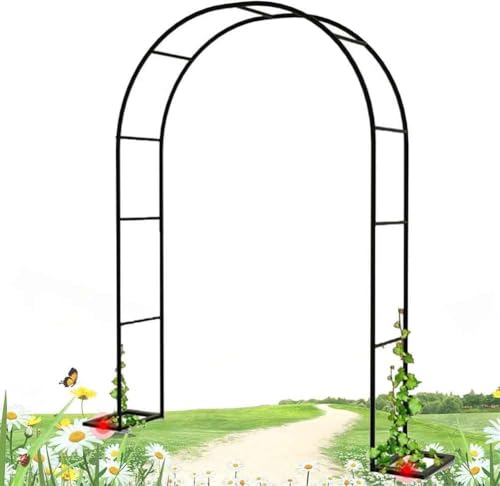 MISKYN Arco for Plantas De Metal for Rosal Trepador, Marco De Soporte De Jardín con Base, Arco Jardin Exterior, Negro 140X230cm 180X230cm 300X230cm,Negro,W3.5M*H2.2M