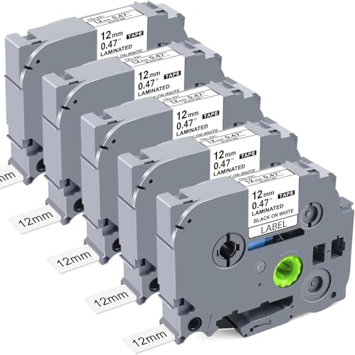 Compatible with Brother Label Printer Tape TZe-231 TZe231 TZe TZ Tape 12mm Laminated Black on White Label Tape Compatibel with Brother P Touch Label Maker PT-H110 PT-E110 PTH100R