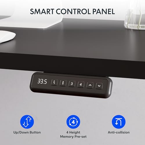 Image of FLEXISPOT L Shaped Standing Desk, 63 x 47 Inch Electric Height Adjustable Corner Desk, Sit Stand Computer Workstation, Preset Controller, Home Office, Black Frame with Black Top