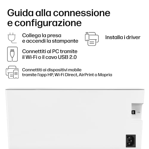 LaserJet M110w 7MD66F, Stampante a Singola Funzione Laser A4 Monocromatica, Stampa Fronte e Retro Manuale in Bianco e Nero, 20 ppm, Wi-Fi, Smart, Bianca - Notebook - Immagine 5