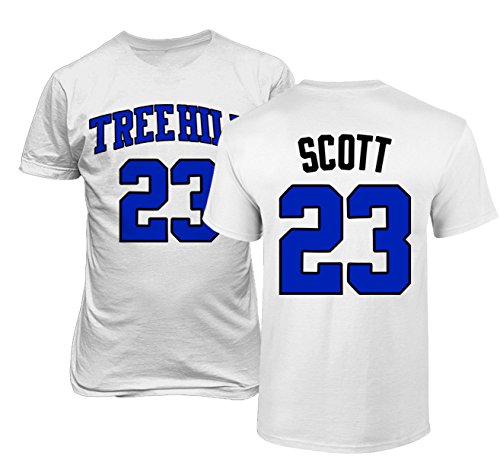 Basketball Movie #23 Nathan Scott One Tree Hill Ravens Jersey Style Men's T Shirt White Large