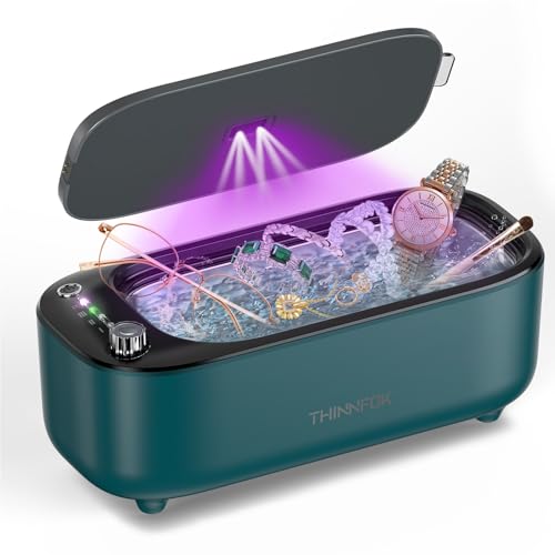 Ultrasonic Jewelry Cleaner, Jewelry Cleaning Machine Smart Variable Frequency 47KHz - 50KHz, Professional Sonic Cleaner with UV for Rings, Glasses, Watches, Dentures, Retainer, Earrings, Necklaces